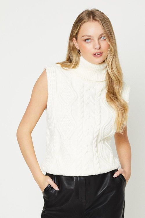 Roll Neck Cable Knit Vestivory