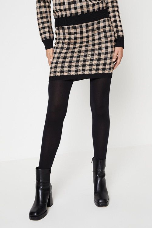 Gingham Check Knitted Skirt