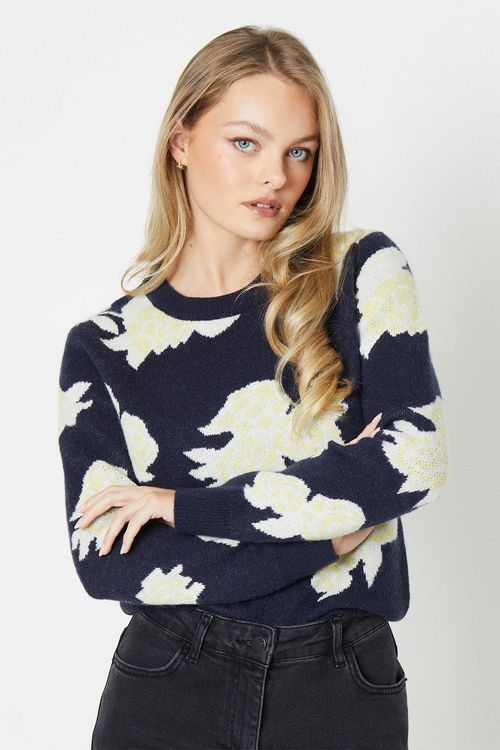 Floral Jacquard Knitted...