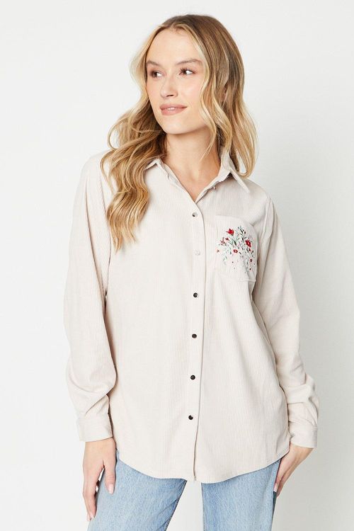 Cord Embroidered Pocket Shirt