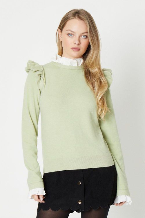 Ruffle Shoulder Jumper With...