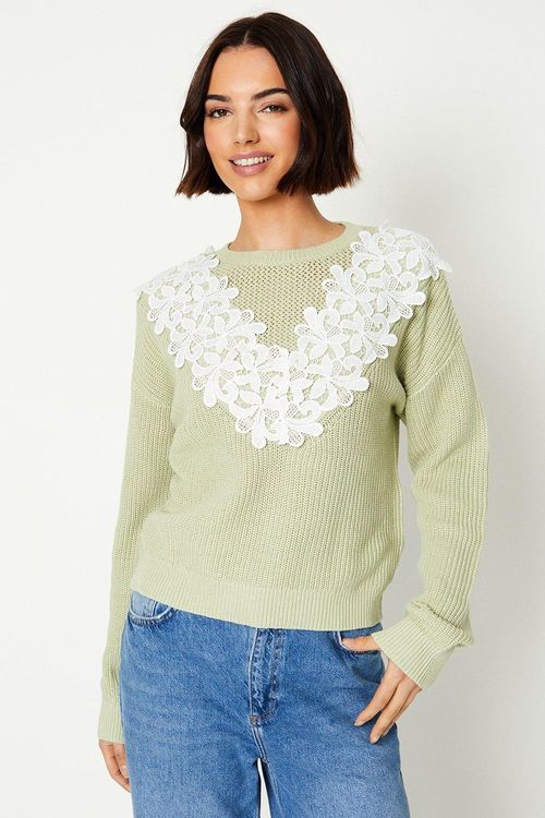 Lace Detail V Neck Jumpersage