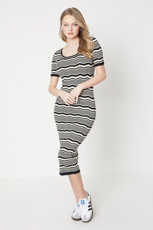 Wavey Stripe Knitted Midi...