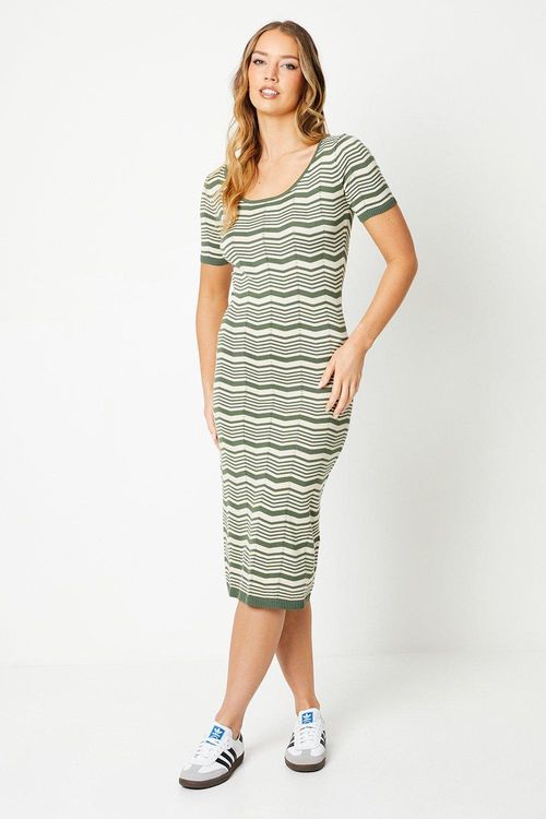 Wavey Stripe Knitted Midi Dress
