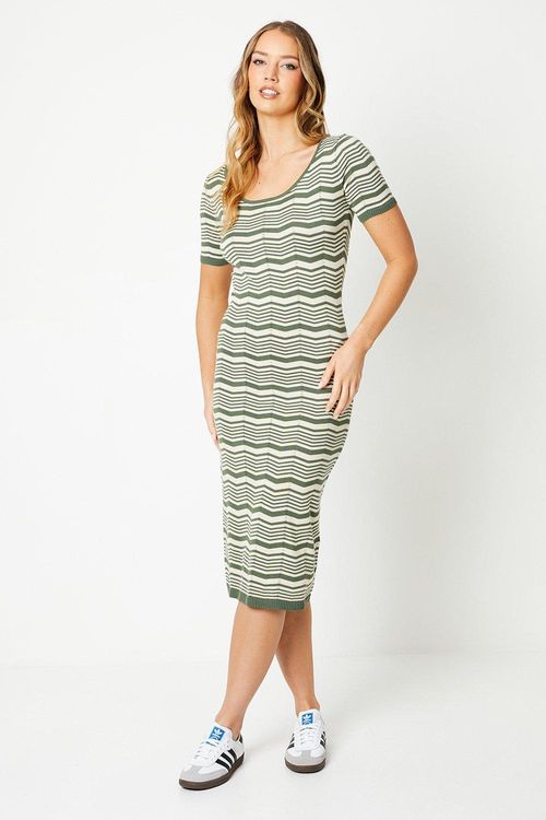 Wavey Stripe Knitted Midi...