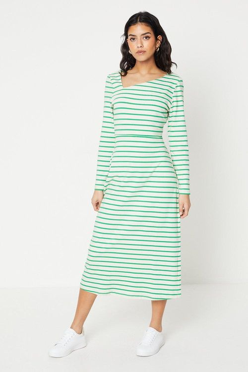 Petite Stripe Asymmetric Neck...