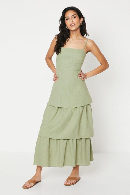 Petite Tie Back Tiered Maxi...