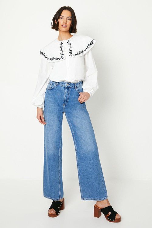 Embroidered Collar Poplin...