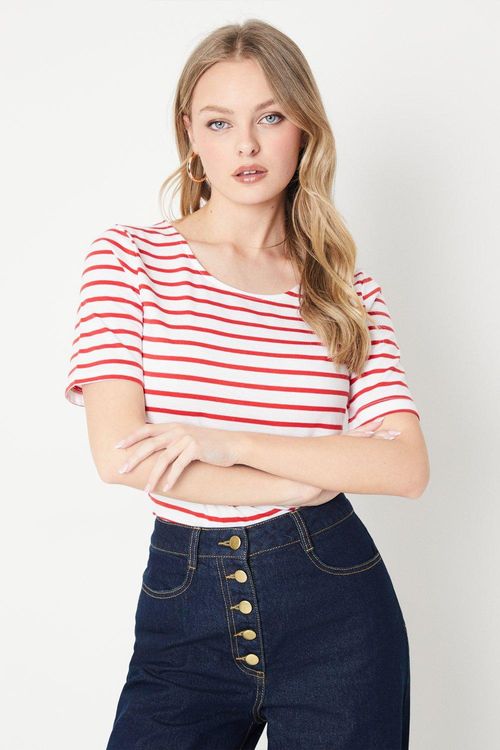 Stripe Scoop Short Sleeve...