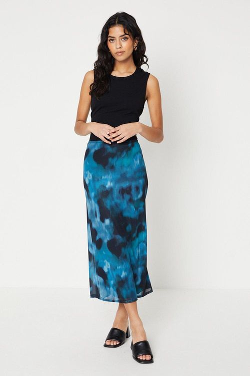 Abstract Mesh Midi Skirt