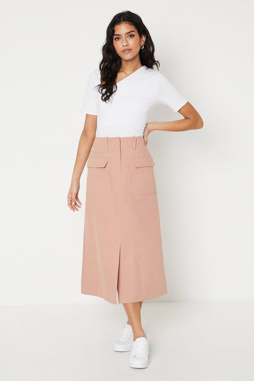 Petite Twill Pocket Midi Skirt