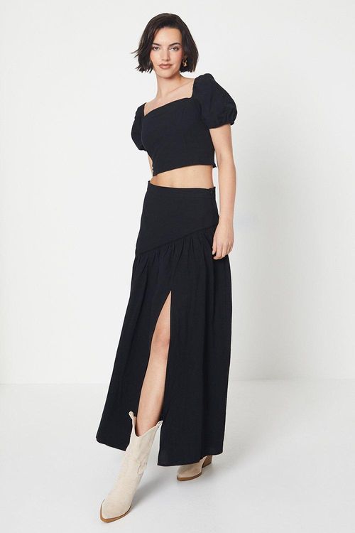 Trim Insert Cotton Maxi Skirt