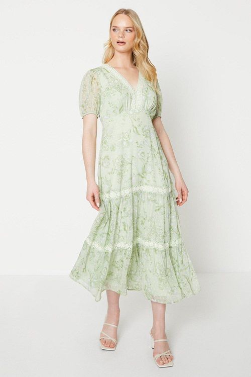 Floral Dobby Chiffon Midi Tea...