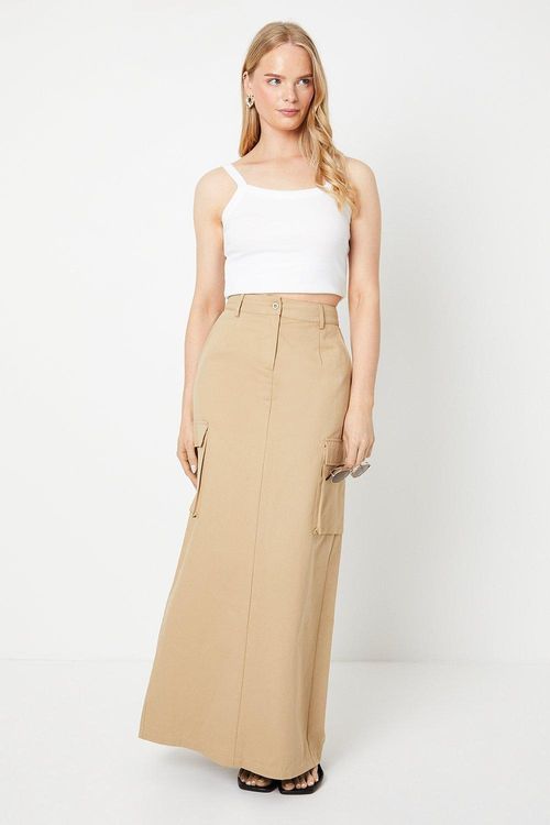 Twill Cargo Split Front Maxi...