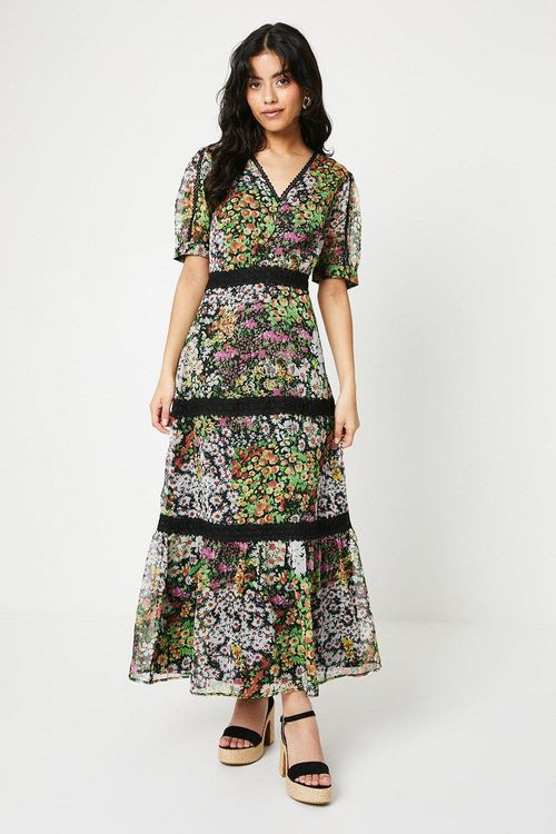 Womens Petite Printed Chiffon...