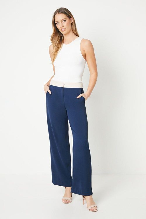 Contrast Waistband Wide Leg...