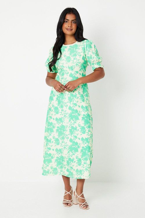 Floral Puff Sleeve Midi Dress