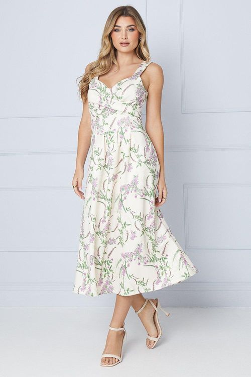 Floral Twist Front Scuba Midi...