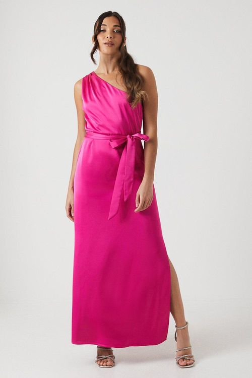 Petite One Shoulder Satin...