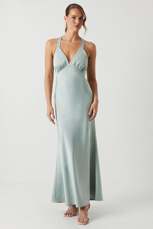 Tie Back Satin Maxi...