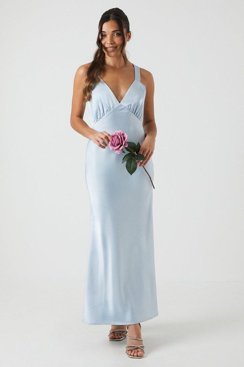 Petite Tie Back Satin Maxi...