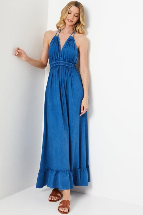 Womens Trim Halter Maxi Beach...