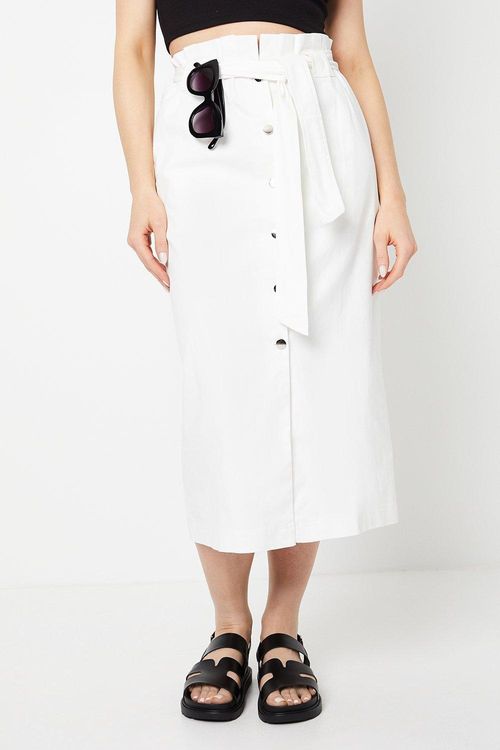 Twill Paperbag Midi Skirt