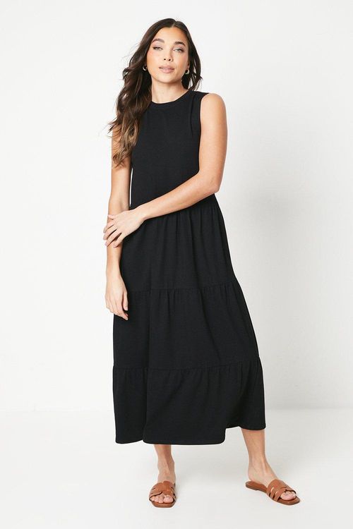 Petite Plain Tiered Midi Dress