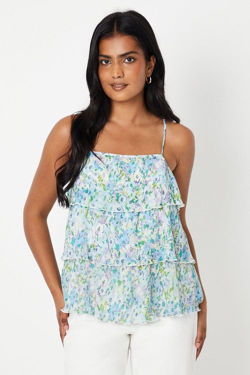 Floral Tiered Pleat Strappy...