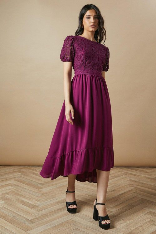 Lace Drop Hem Midaxi Dressraspberry