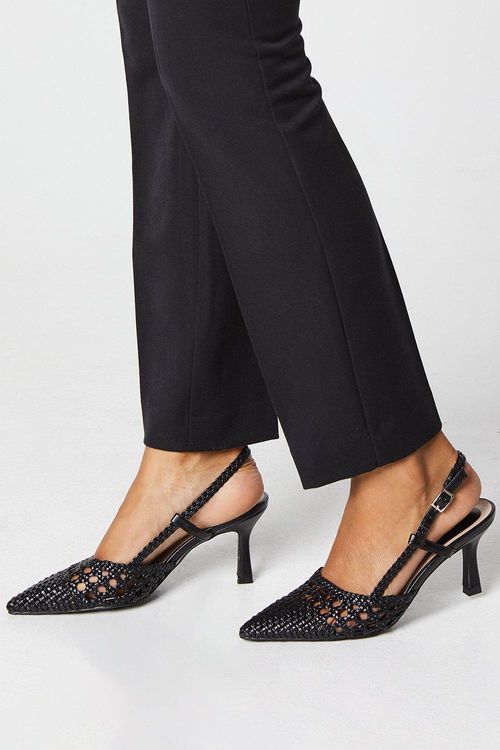 Vivienne Woven Detail Slingback Kitten Heel Court Shoes