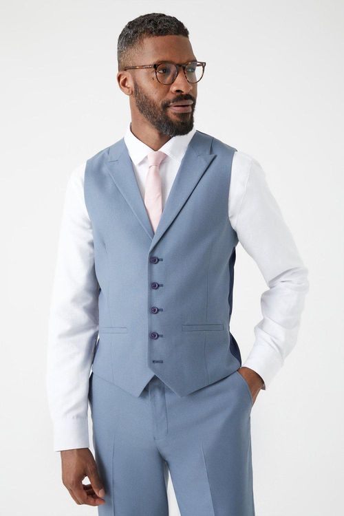 Mens Slim Fit Blue Waistcoat