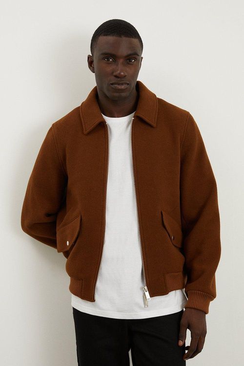 Mens Wool Textured Bomber...