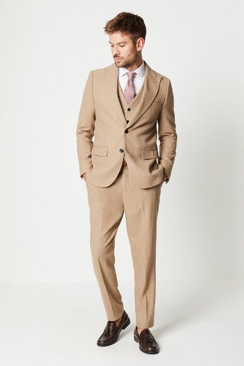 Mens Slim Fit Neutral Tweed...