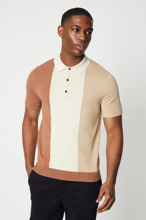 Mens 3 Colour Knitted Polo