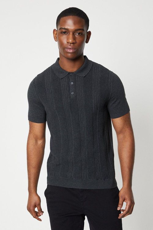 Mens Open Stitch Knitted Polo