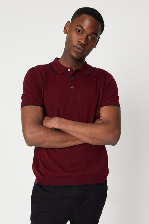 Mens Pointelle Knitted Polo