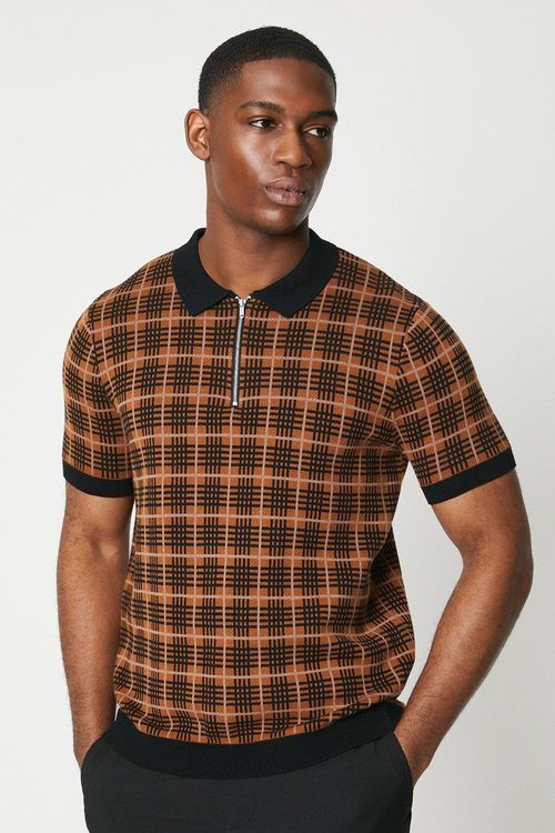 Mens Check Jacquard Knitted...