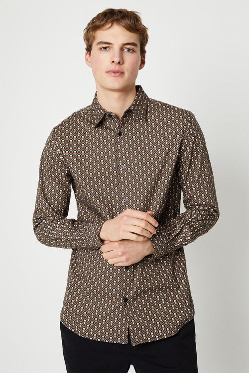 Mens Long Sleeve Geo Print...