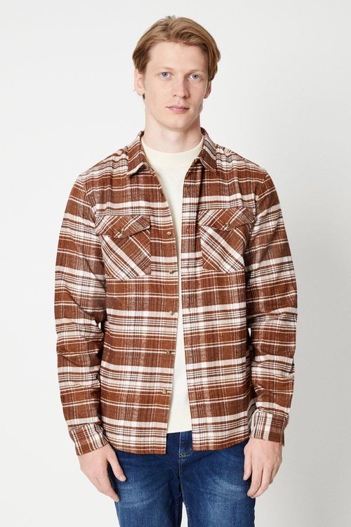 Mens Brown Checked Shirt