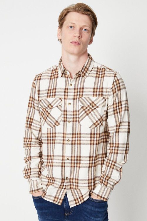 Mens Light Brown Checked Shirt