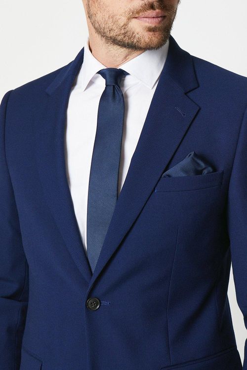 Mens Slim Navy Tie And Pocket...