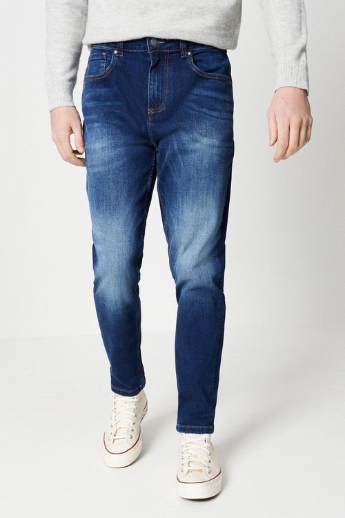 Mens Slim Fit Mid Blue Jeans