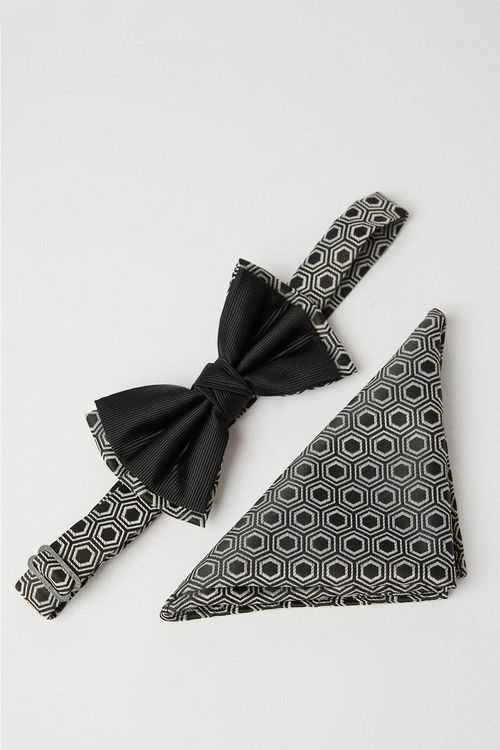 Mens Double Layer Geo Bow Tie...