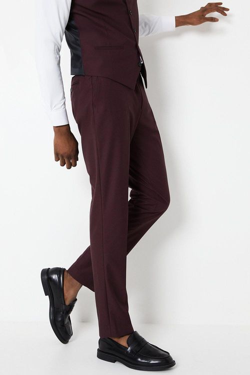 Mens Slim Fit Burgundy 2...