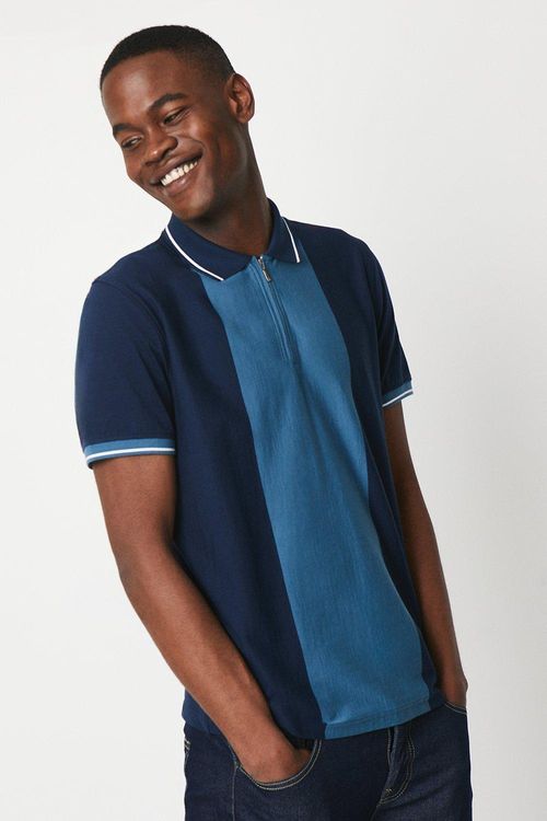 Mens Tonal Vertical Zip Polo