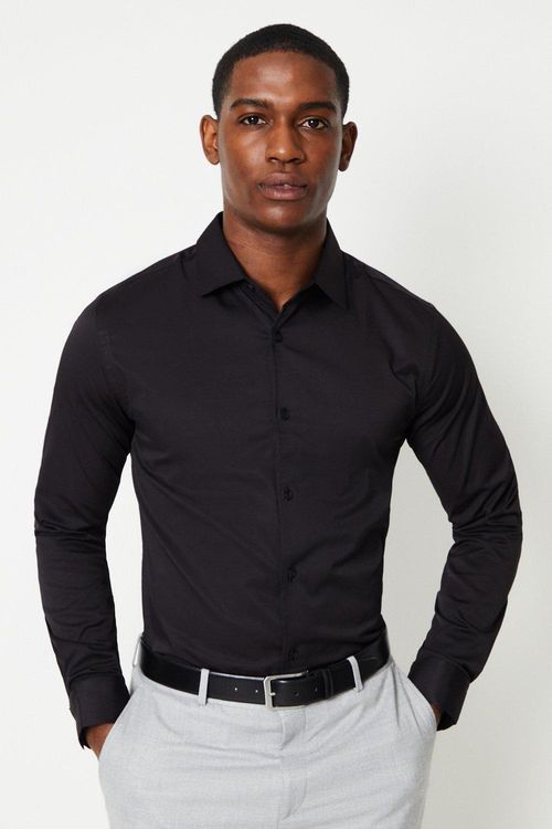 Mens Black Tailored Fit Long...