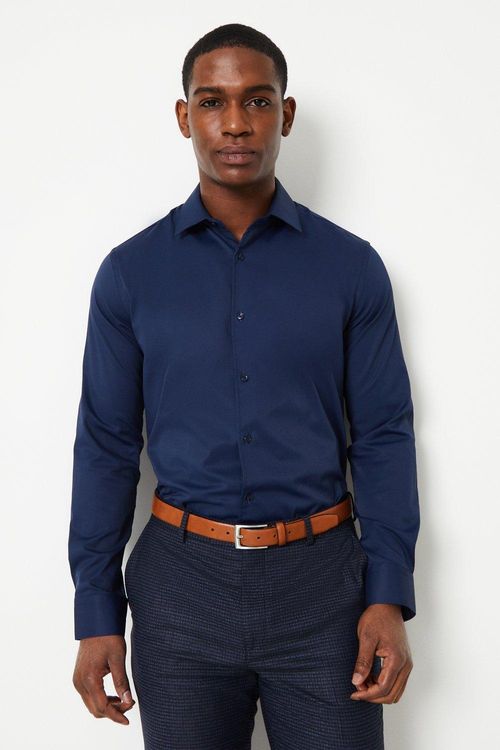 Mens Navy Tailored Fit Long...