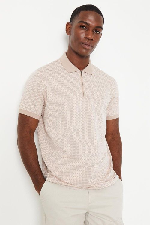 Mens Geo Line Pattern Polo