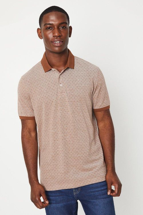 Mens Rib Collar Jacquard Polo